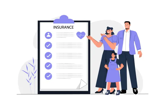 Life Insurance Coverage Flat Style Character Illustration image